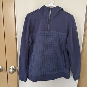 Columbia Womens Large Navy Blue 1/4 Quarter Zip Quilt Pullover Hoodie Sweatshirt